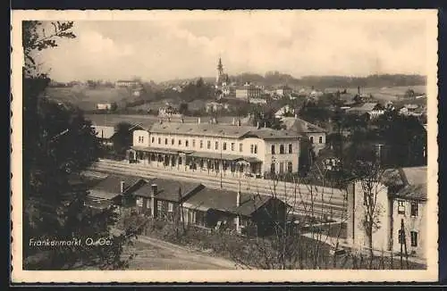 AK Frankenmarkt /O.-Oe., Bahnhof aus der Vogelschau