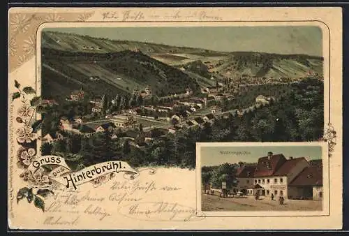 Lithographie Hinterbrühl, Ortsansicht, Höldrichsmühle