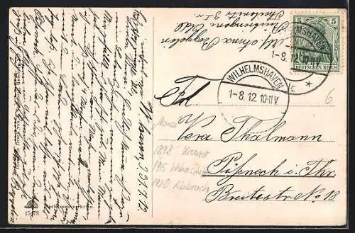 AK Kriegsschiff SMS Hansa im Hafen von Wilhelmshaven, Ostasiengeschwader