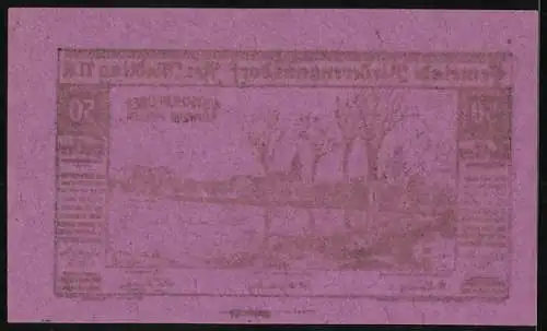 Notgeld Biedermannsdorf 1920, 50 Heller, Landschaft mit Bäumen und Dorfansicht