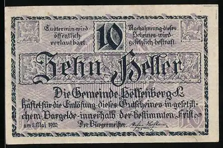 Notgeld Helfenberg 1920, 10 Heller, Schloss Helfenberg Motiv