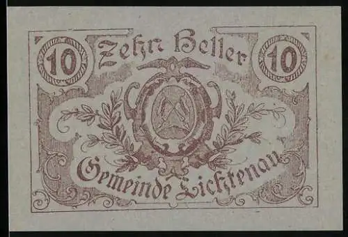 Notgeld Lichtenau 1920, 10 Heller, Wappen und florales Motiv