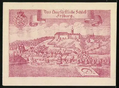 Notgeld Lengau 1920, 10 Heller, Schloss Freiberg und Wappen