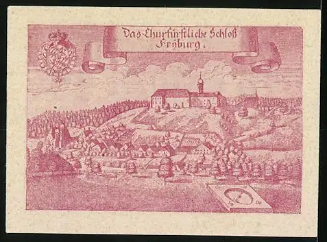 Notgeld Lengau 1920, 10 Heller, Schloss Fryburg und Landschaftsmotiv, Wappen