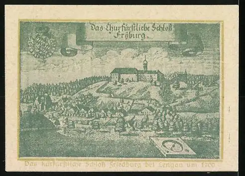 Notgeld Lengau 1920, 20 Heller, Schloss Friedburg Illustration und Text über Ausgabe und Gültigkeit