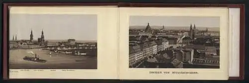 Leporello-Album 24 Lithographie-Ansichten Dresden, Polytechnikum, Frauen-Kirche, Johanneum, Elb-Terrasse, Hofkirche