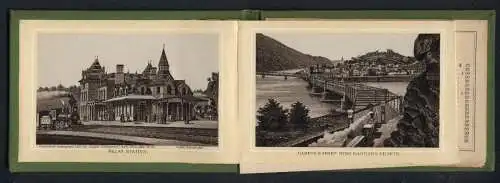 Leporello-Album 19 Lithographie-Ansichten Baltimore and Ohio Railroad, Relay Station, John Brown`s Fort, Oakland Hotel