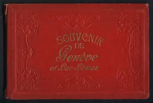 Leporello-Album 24 Lithographie-Ansichten Geneve / Genf, Synagoge, Hotel des Postes, Rue du Mont Blanc, Victoria Hall