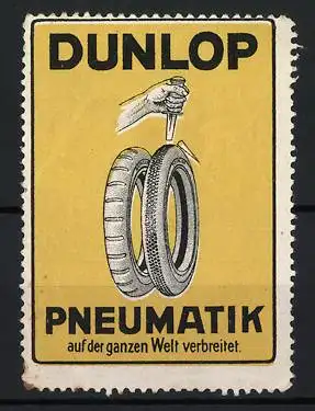 Reklamemarke Dunlop PNEUMATIK, Messerklinge bricht am Reifen ab