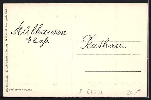 AK Mülhausen i. E., Rathaus, Wachsoldat bei Nacht, Blume