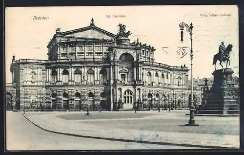 AK Dresden, Opernhaus und König Johann-Denkmal