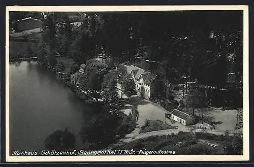 AK Georgenthal i. Thür., Hotel Kurhaus Schützenhof vom Flugzeug aus