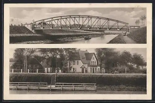 AK Hundsmühlen, Gastwirtschaft Hundsmühler-Krug, Brücke
