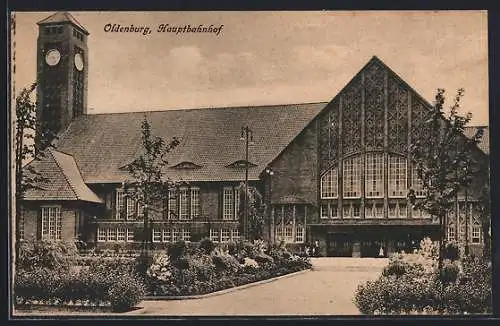 AK Oldenburg / O., Hauptbahnhof mit Anlage