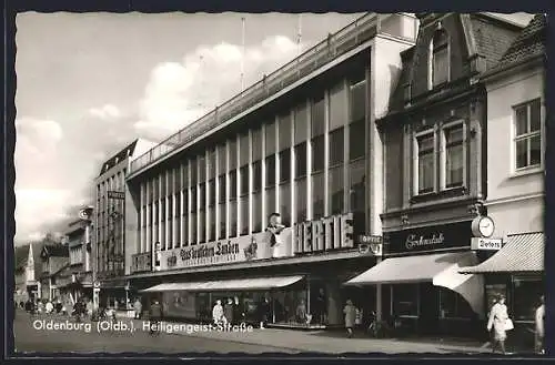 AK Oldenburg / O., Heiligengeist-Strasse mit Hertie, Bodenstab, Deters