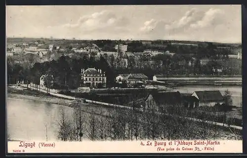 AK Ligugé, Le Bourg et l`Abbaye Saint-Martin, Vue prise du Coteau St-Félix