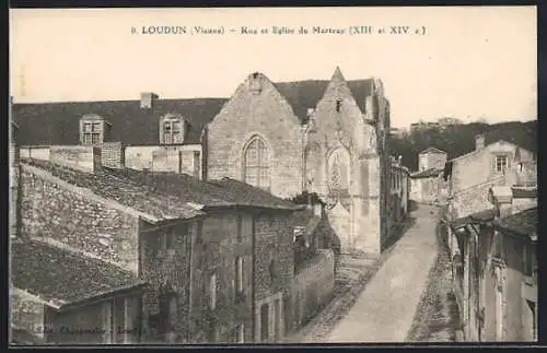 AK Loudun, Rue et Église du Martray, XIIIe et XIVe s.