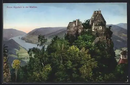 AK Aggstein in der Wachau, Blick zur Ruine