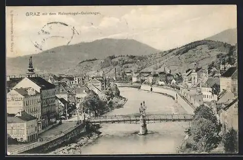 AK Graz, Teilansicht mit Grand-Hotel Wiesler und dem Rainerkogel-Geierkogel