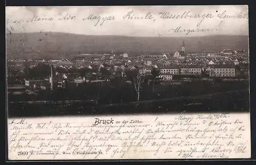 AK Bruck an der Leitha, Teilansicht mit Kirche