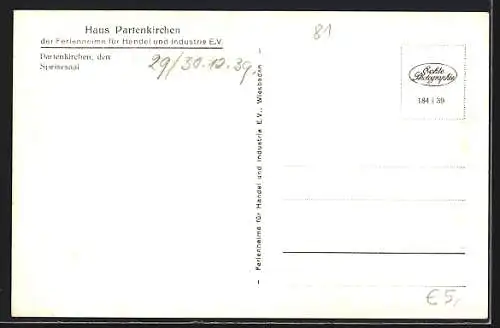 AK Partenkirchen, Haus Partenkirchen der Ferienheime für Handel und Industrie EV, Speisesaal