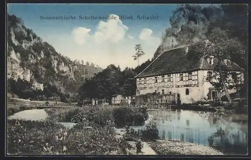 AK Schottersmühle /Fränk. Schweiz, Gasthaus von Hans Bergeat mit Flusspartie