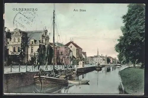 AK Oldenburg / O., Am Stau, Segel- und Ruderboote