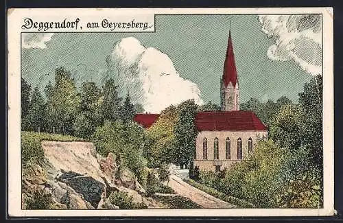 Künstler-AK Deggendorf, Kirche am Geyersberg