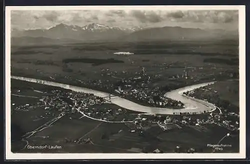 AK Laufen-Oberndorf, Ortsansicht und Fluss vom Flugzeug aus