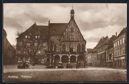 AK Amberg, Rathaus mit Strassenpartie