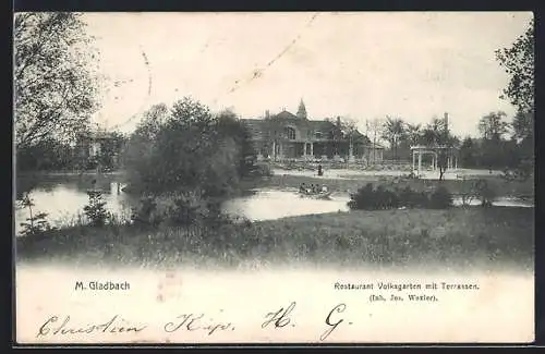 AK M. Gladbach, Restaurant Volksgarten mit Terrassen