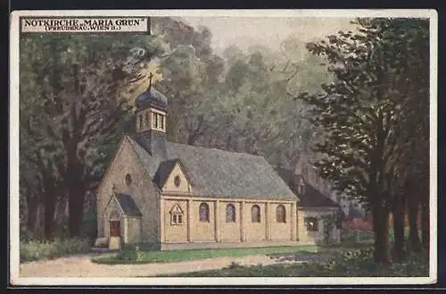 Künstler-AK Wien II-Freudenau, Kirche Maria-Grün