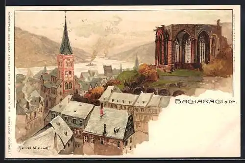 Künstler-AK Manuel Wielandt: Bacharach a. Rh., Totalansicht