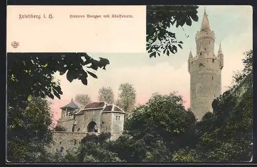 AK Friedberg / Hessen, Hinteres Burgtor mit Adolfsturm