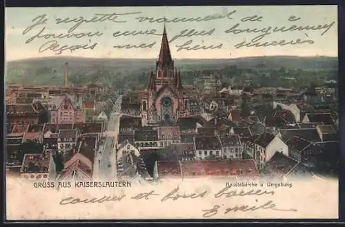 AK Kaiserslautern, Apostelkirche und Umgebung aus der Vogelschau