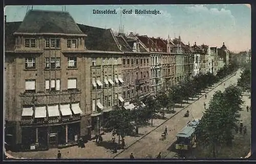 AK Düsseldorf, Graf Adolfstrasse, Strassenbahn