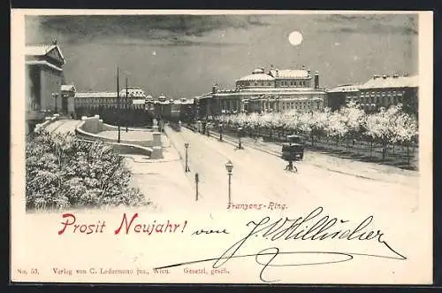 AK Wien, Franzens-Ring und Parlament im Schnee