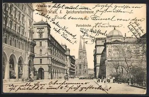 AK Wien, Reichsratsstrasse mit Votivkirche