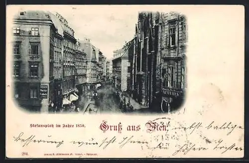 AK Wien, Stefansplatz mit Passanten