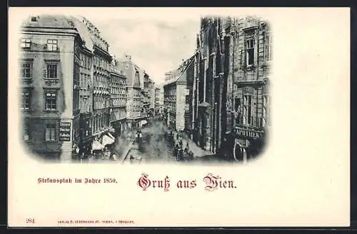 AK Wien, Stefansplatz mit Passanten