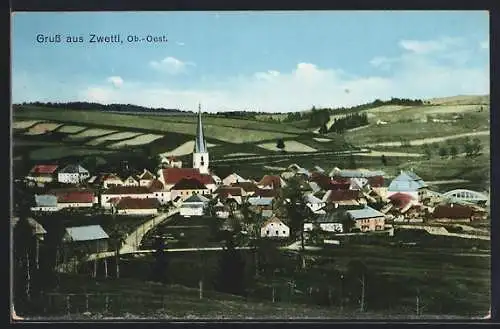 AK Zwettl /Ob.-Oest., Ortsansicht aus der Vogelschau