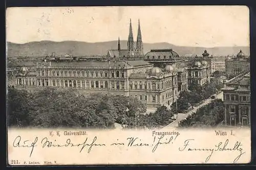 AK Wien, Franzensring mit K. k. Universität