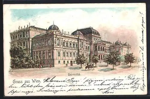 Lithographie Wien, Reiter an der Universität