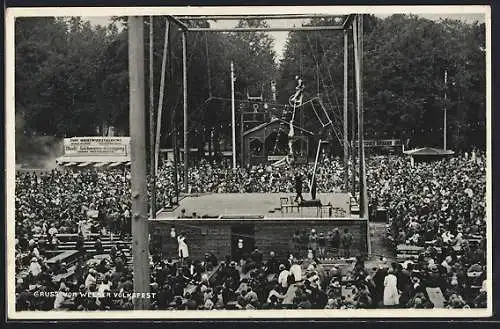 AK Wels, Welser Volksfest, Hochseilakt und Schaulustige