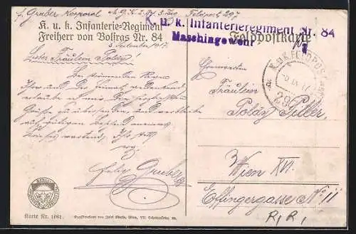 AK Deutscher Schulverein Nr. 1081: Das Infanterieregt. Nr. 84 im Gefecht bei Krystinopel 1915