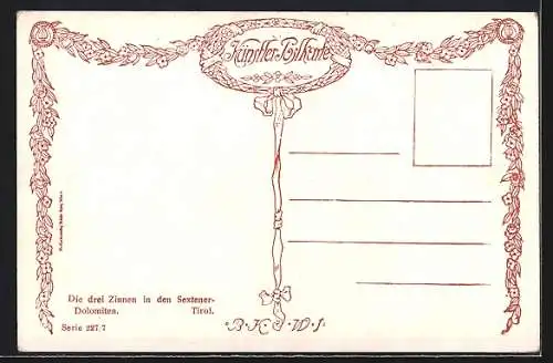 Künstler-AK Edward Harrison Compton: Die drei Zinnern, Sextener-Dolomiten