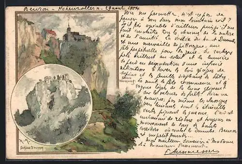 Künstler-AK K. Mutter: Beuron, Schloss Werenwag & Bronnen