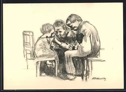 Künstler-AK Käthe Kollwitz: Besuch im Kinderkrankenhaus 1920