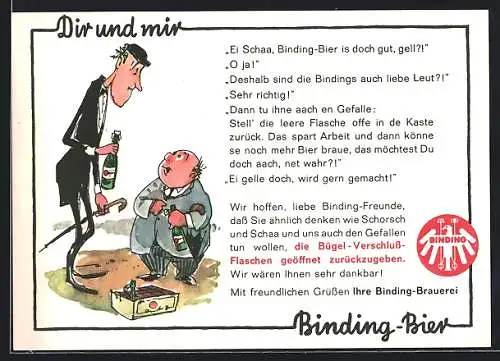 AK Binding-Bier, Männer bei der Verkostung, Brauerei-Werbung