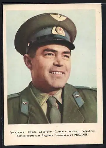 AK Portrait Kosmonaut Andrijan Nikolajew